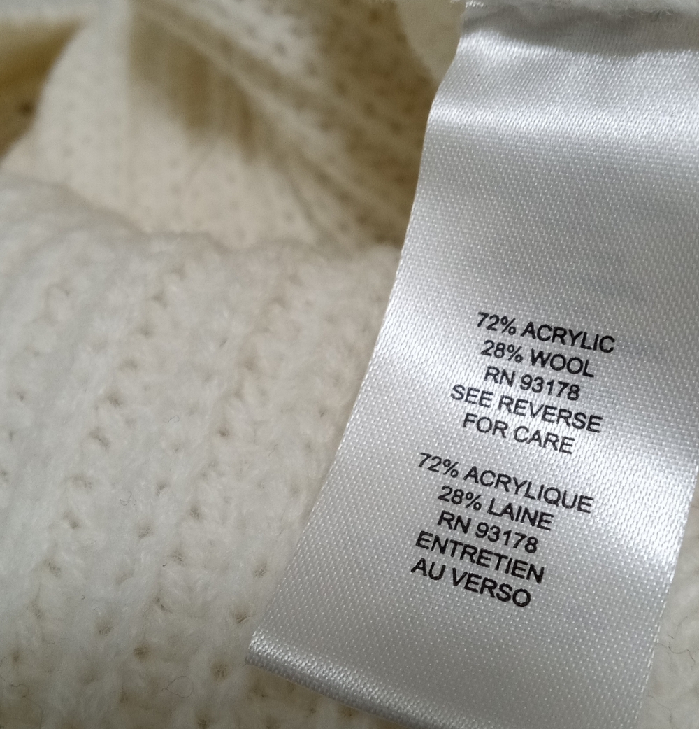 Elie Tahari Ivory Thick Wool Blend Cowl Neck Vintage Sweater - Size: L - Picture 2 of 16